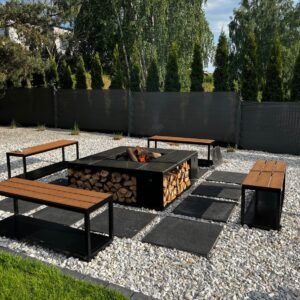 Palenisko Ogrodowe Ursa 132 CM Blat granitowy Pokrywa Ruszt nierdzewny