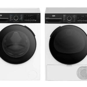 Zestaw: pralka i suszarka Beko BM3WFU47215WBDC EnergySpin Slim 7kg 1200obr/min + BM3T47249WBDC Slim 47cm 7kg