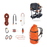 Kit complet de canyoning (harnais, longes autoblocantes, casque, chaussons néoprène)